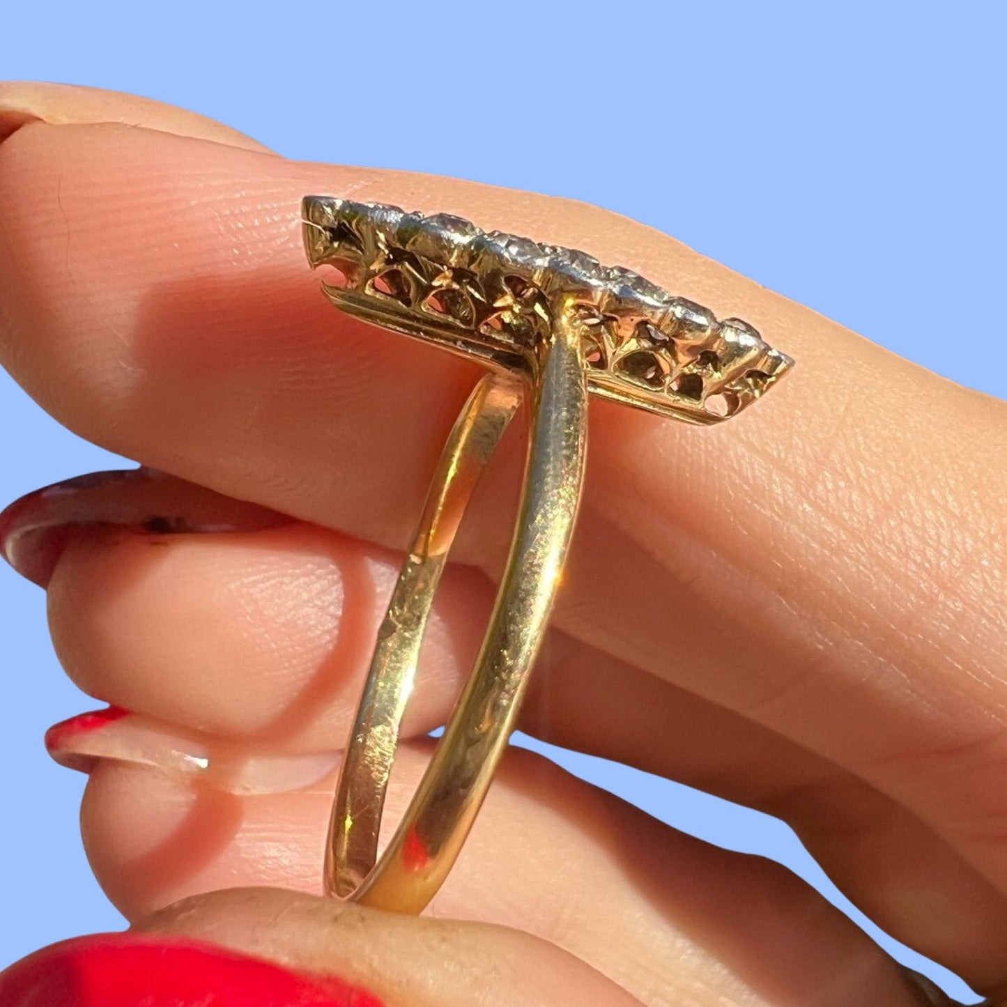 Antique 18k Diamond Navette Ring