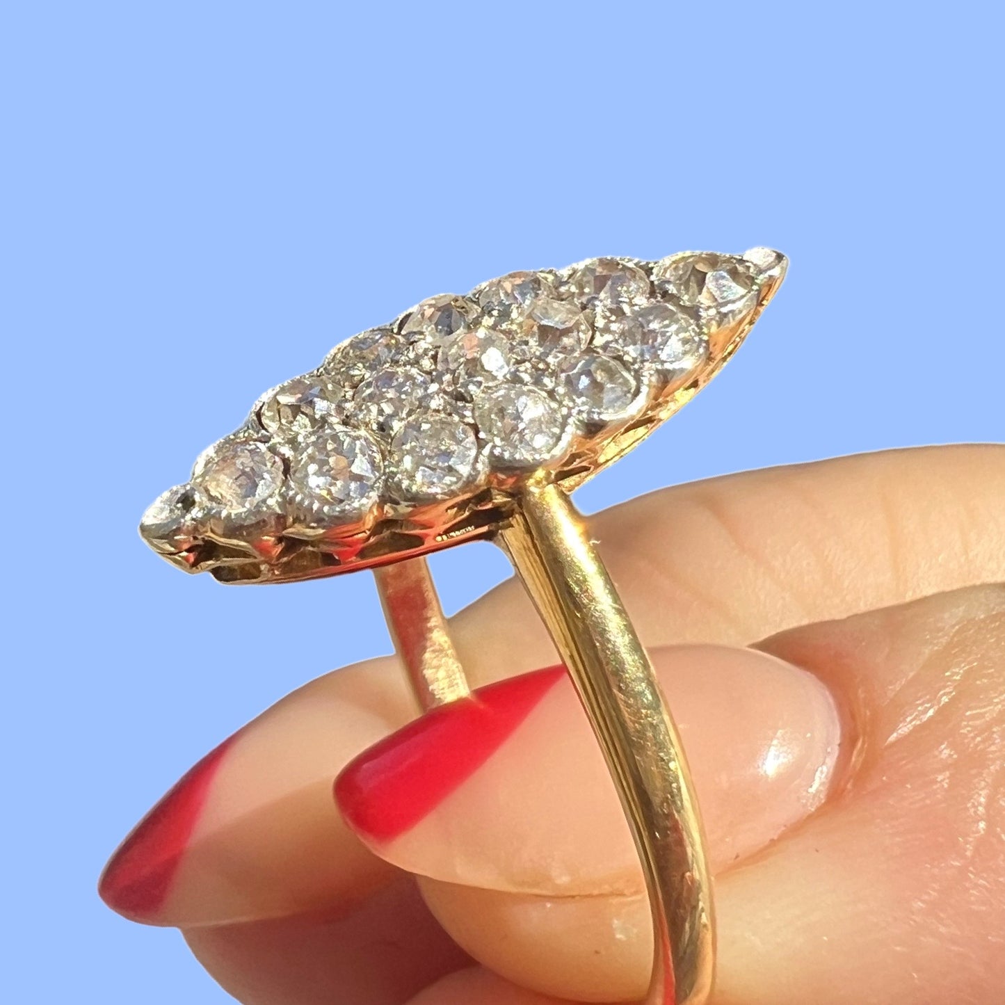 Antique 18k Diamond Navette Ring