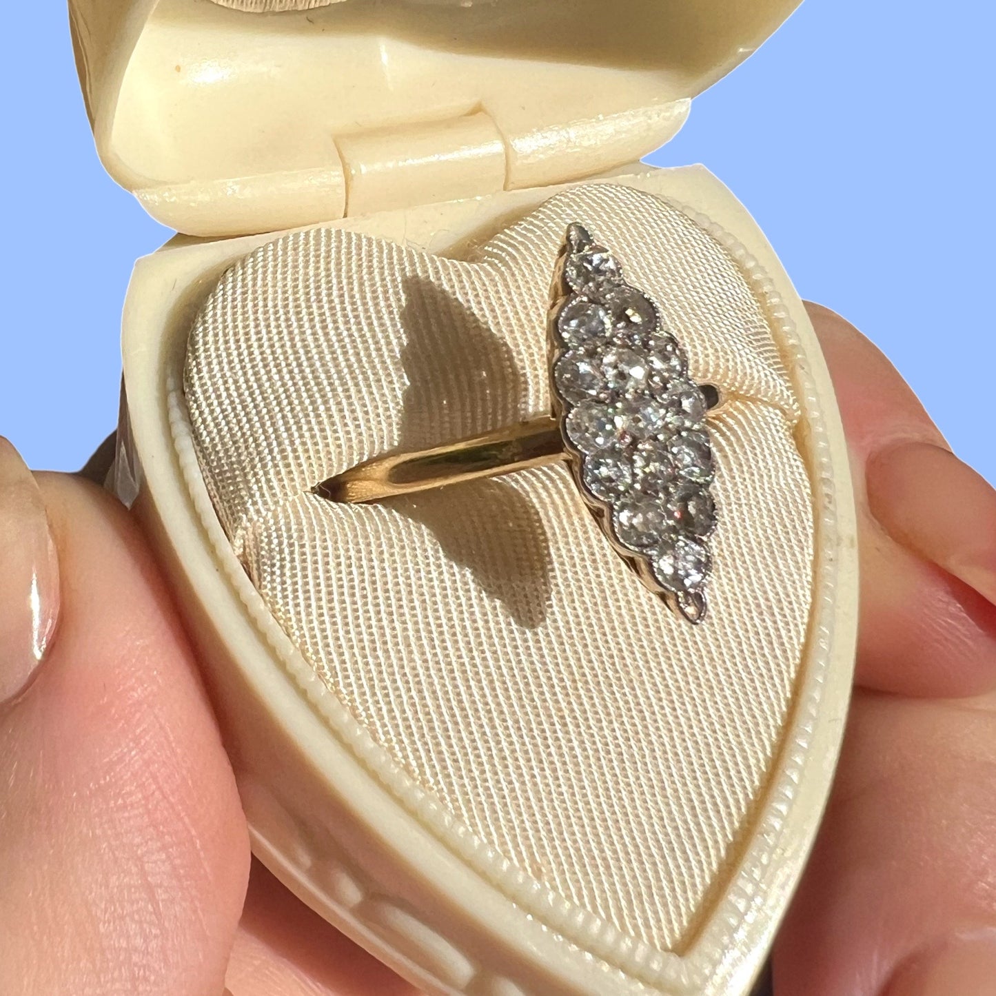 Antique 18k Diamond Navette Ring