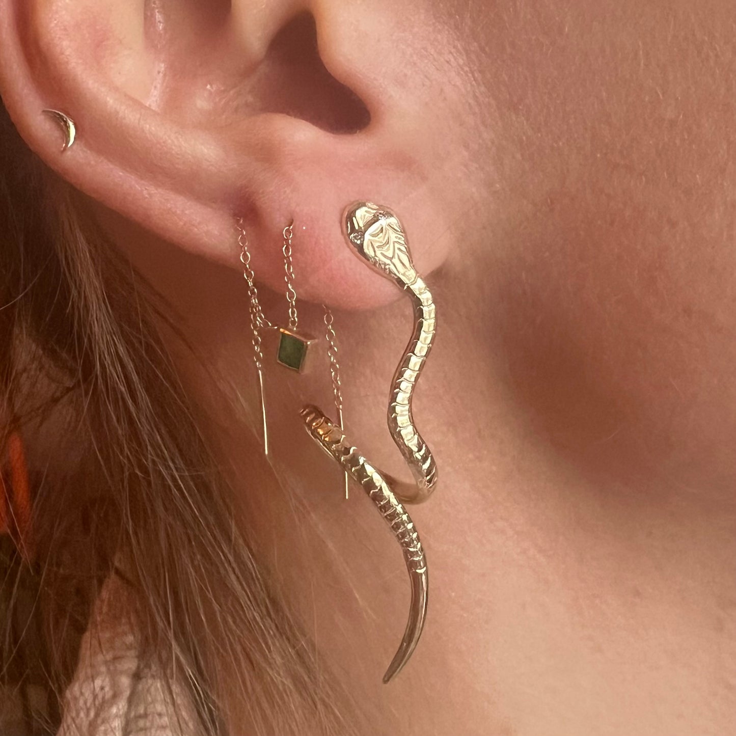 10k Diamond Eyed Snake Earrings