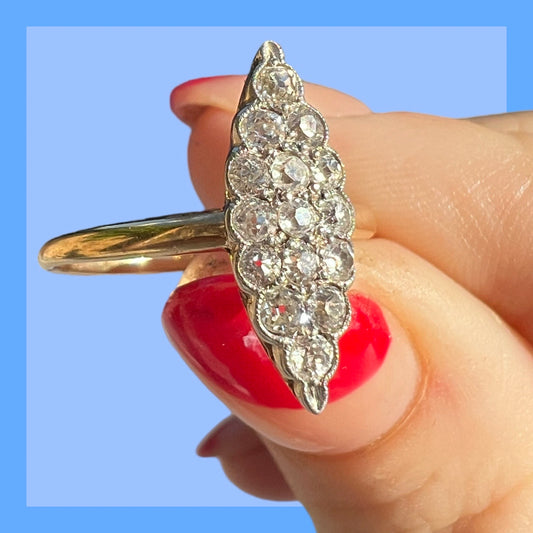 Antique 18k Diamond Navette Ring