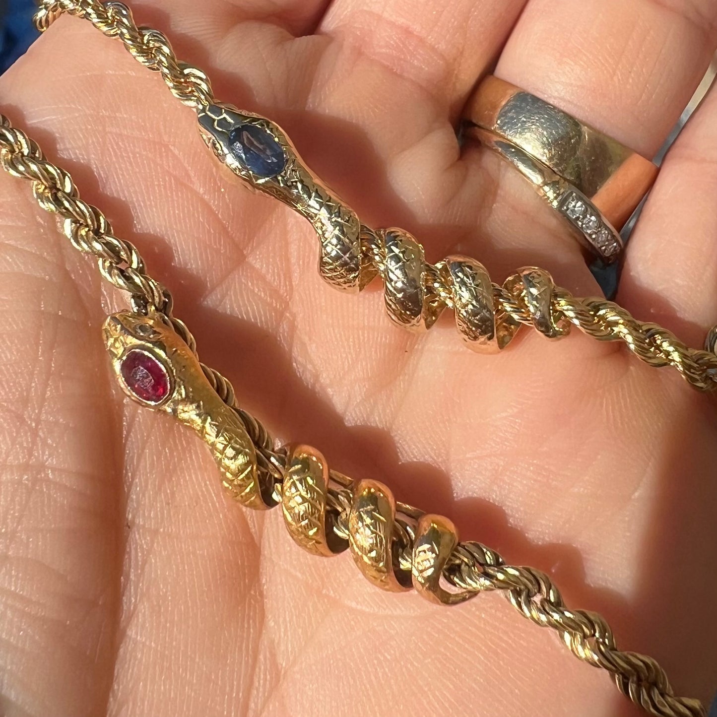 UPCYCLED CREATION: 14k Sapphire Snake Necklace