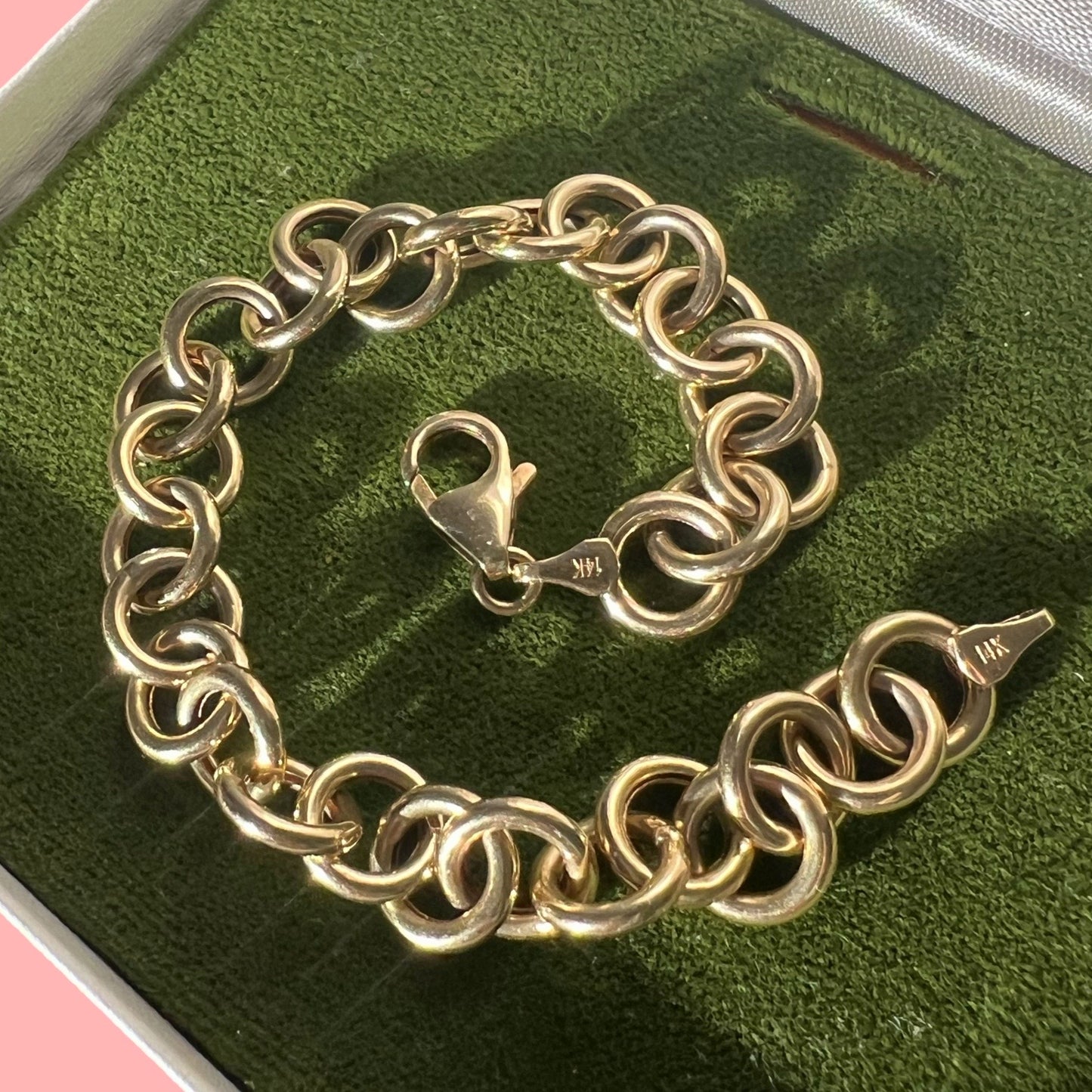 Vintage 14k Circle Link Cable Bracelet