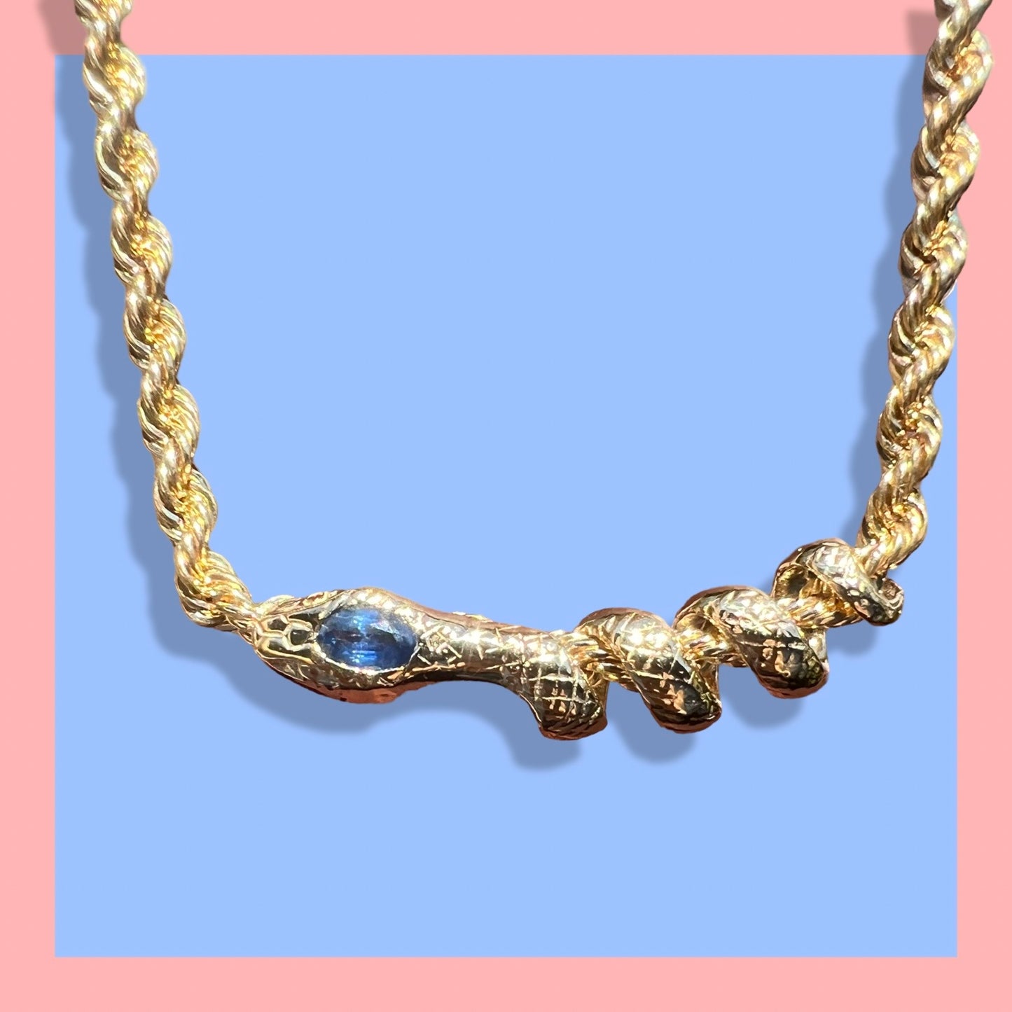 UPCYCLED CREATION: 14k Sapphire Snake Necklace