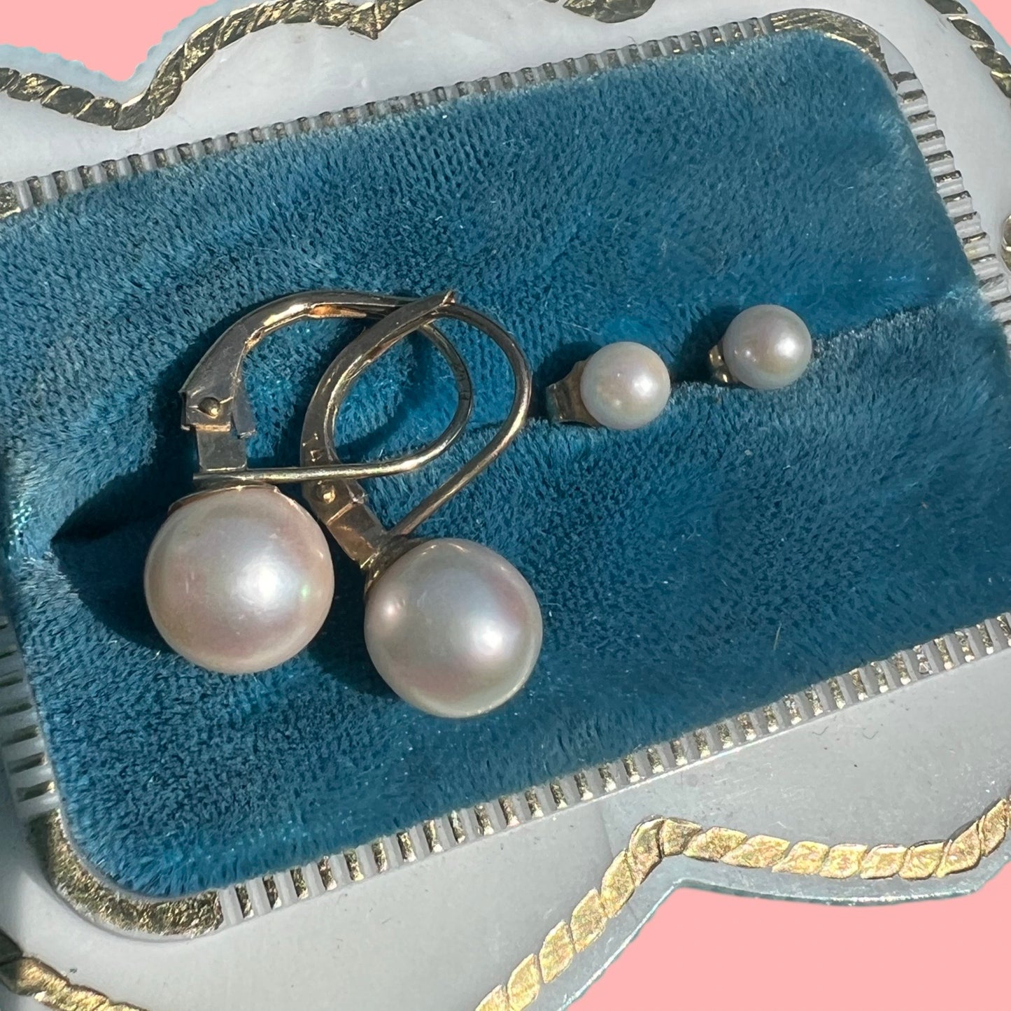 Vintage 14k Lever Back Pearl Drop Earrings