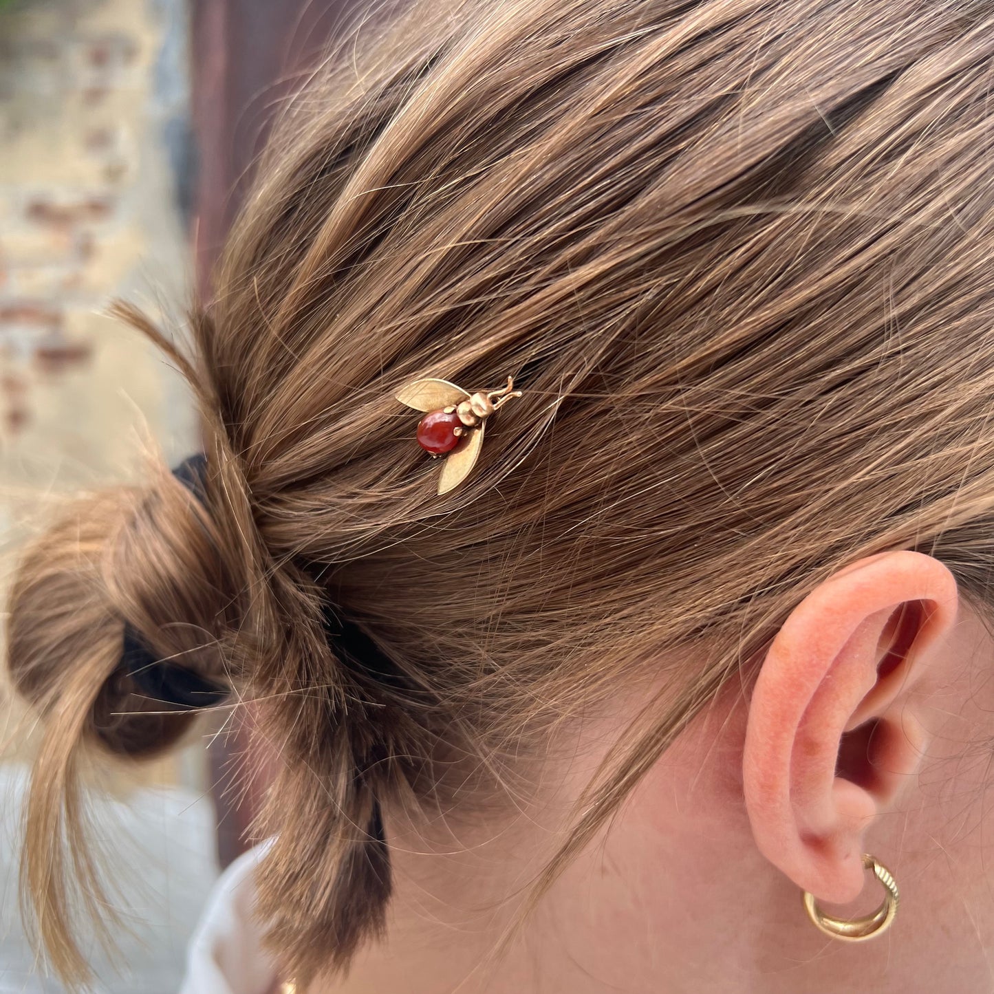 Antique Carnelian Fly Hair Pin