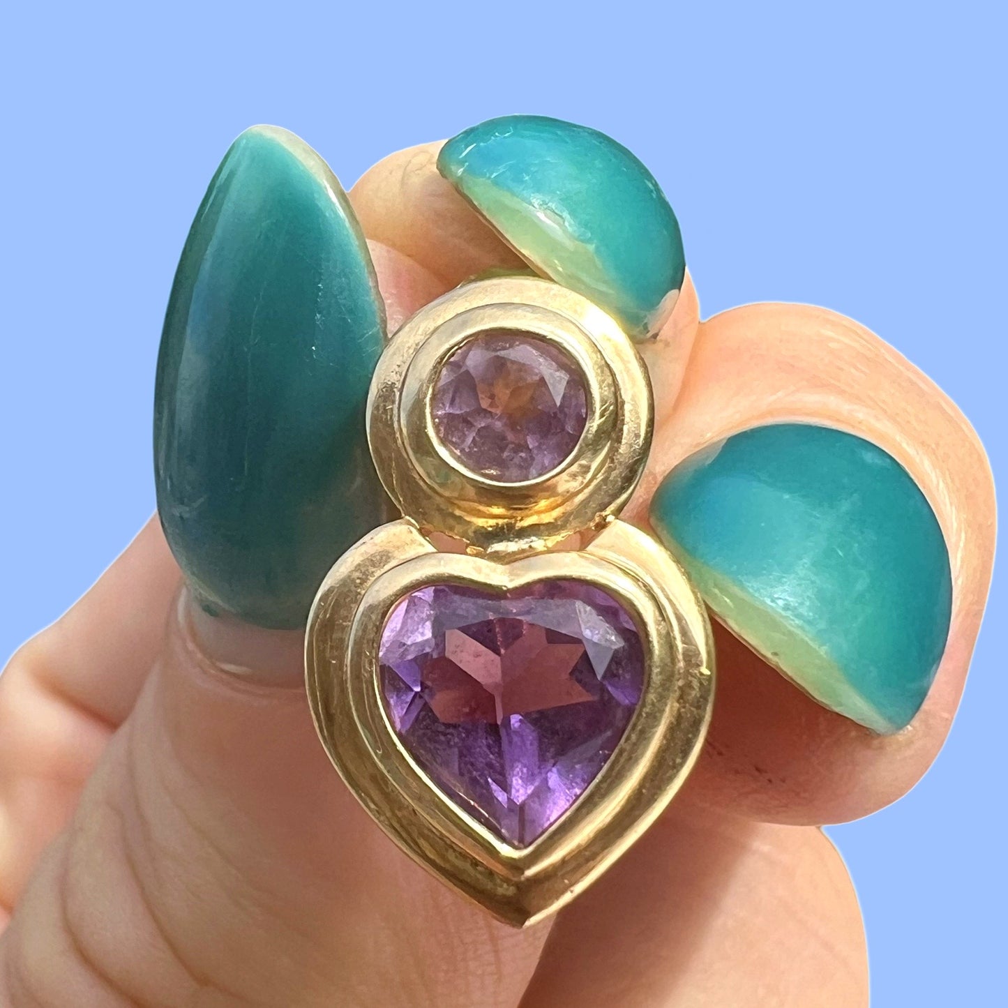 Vintage 14k Amethyst Heart Earrings